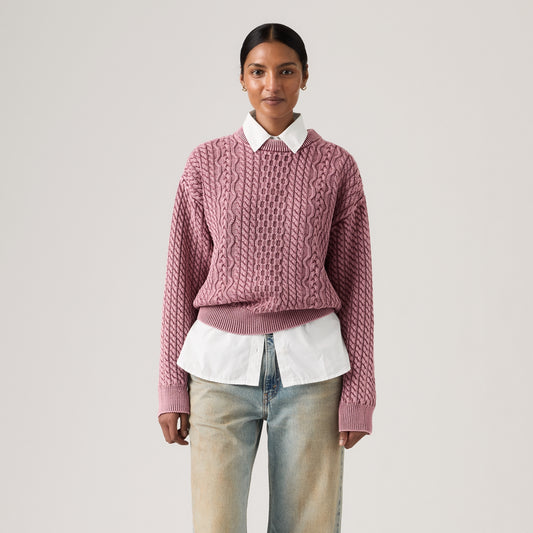 LEVI'S® WOMEN'S LEILAH CABLE CREWNECK SWEATER - MULTI COLOUR