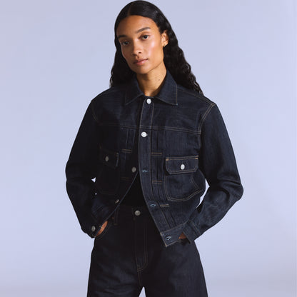 LEVI’S® BLUE TAB™ WOMEN’S TYPE II TRUCKER JACKET - DARK INDIGO FLAT FINISH