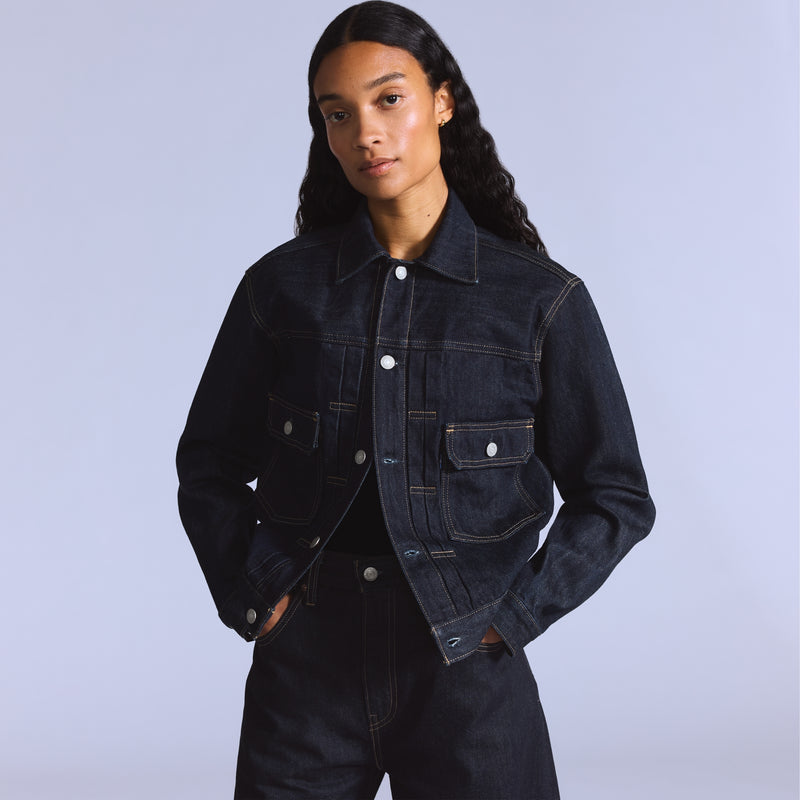 LEVI’S® BLUE TAB™ WOMEN’S TYPE II TRUCKER JACKET - DARK INDIGO FLAT FINISH