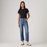 LEVI'S® WOMEN'S RIBCAGE STRAIGHT ANKLE JEANS - MED INDIGO - WORN IN