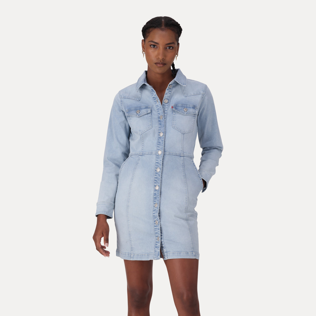 LEVI'S® WOMEN'S FLYNN WESTERN DRESS - MED INDIGO - FLAT FINISH