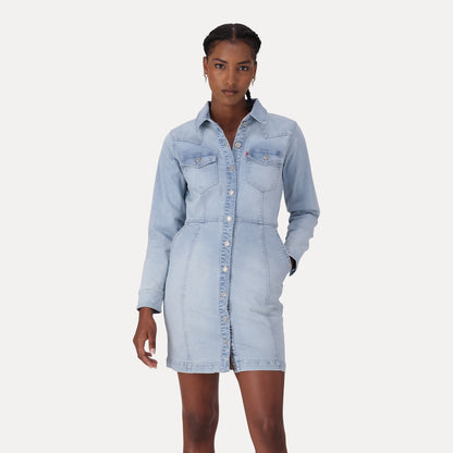 LEVI'S® WOMEN'S FLYNN WESTERN DRESS - MED INDIGO - FLAT FINISH