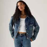 LEVI'S® WOMEN'S SHRUNKEN '90S TRUCKER JACKET - DARK INDIGO WORN IN
