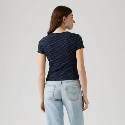 LEVI'S® WOMEN'S DRY GOODS POINTELLE SHORT-SLEEVE HENLEY - BLUE