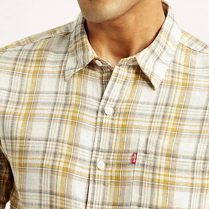 LEVI'S®MEN'S CHECKERED SLIM FIT LINEN SHIRT - MULTI COLOUR