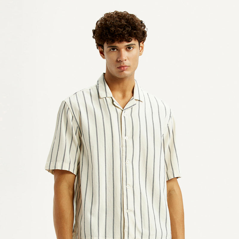 Levi's® Men's Striped Off White Boxy Fit Camp Shirt