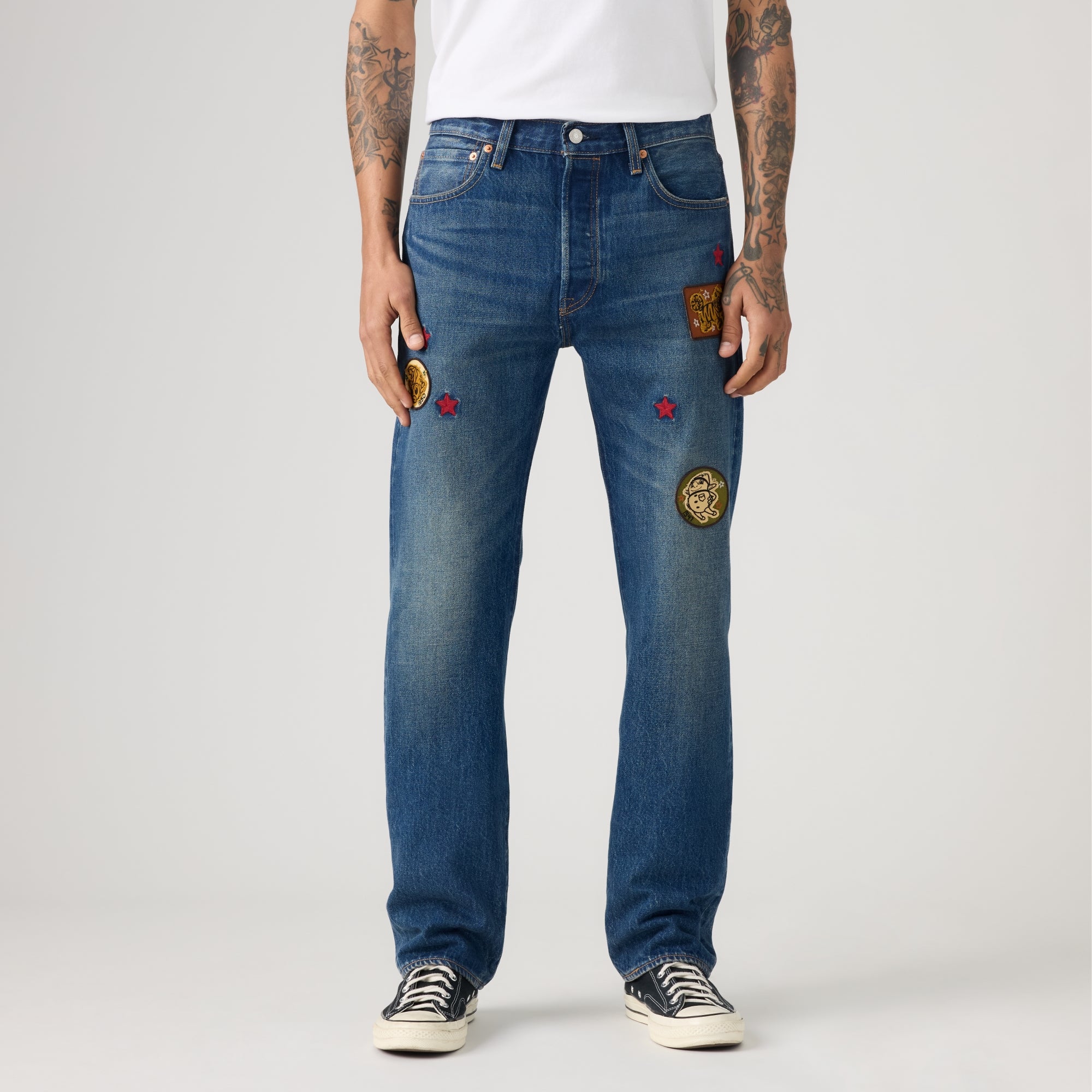 LEVI'S® MEN'S 501® ORIGINAL JEANS - MED INDIGO - WORN IN