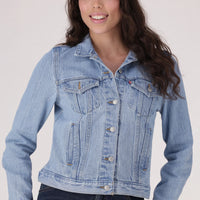 LEVI’S® WOMEN'S ORIGINAL TRUCKER JACKET - MED INDIGO - WORN IN