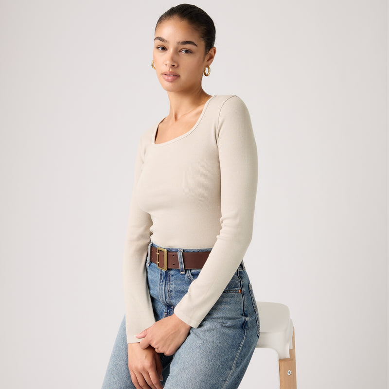LEVI'S® WOMEN'S ESSENTIAL SQUARE NECK LONG-SLEEVE TEE - NEUTRAL