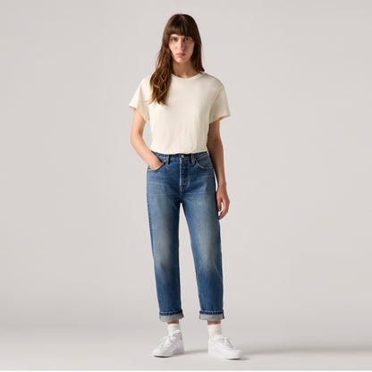 LEVI'S® WOMEN'S 501® ORIGINAL CROPPED JEANS - MED INDIGO - WORN IN