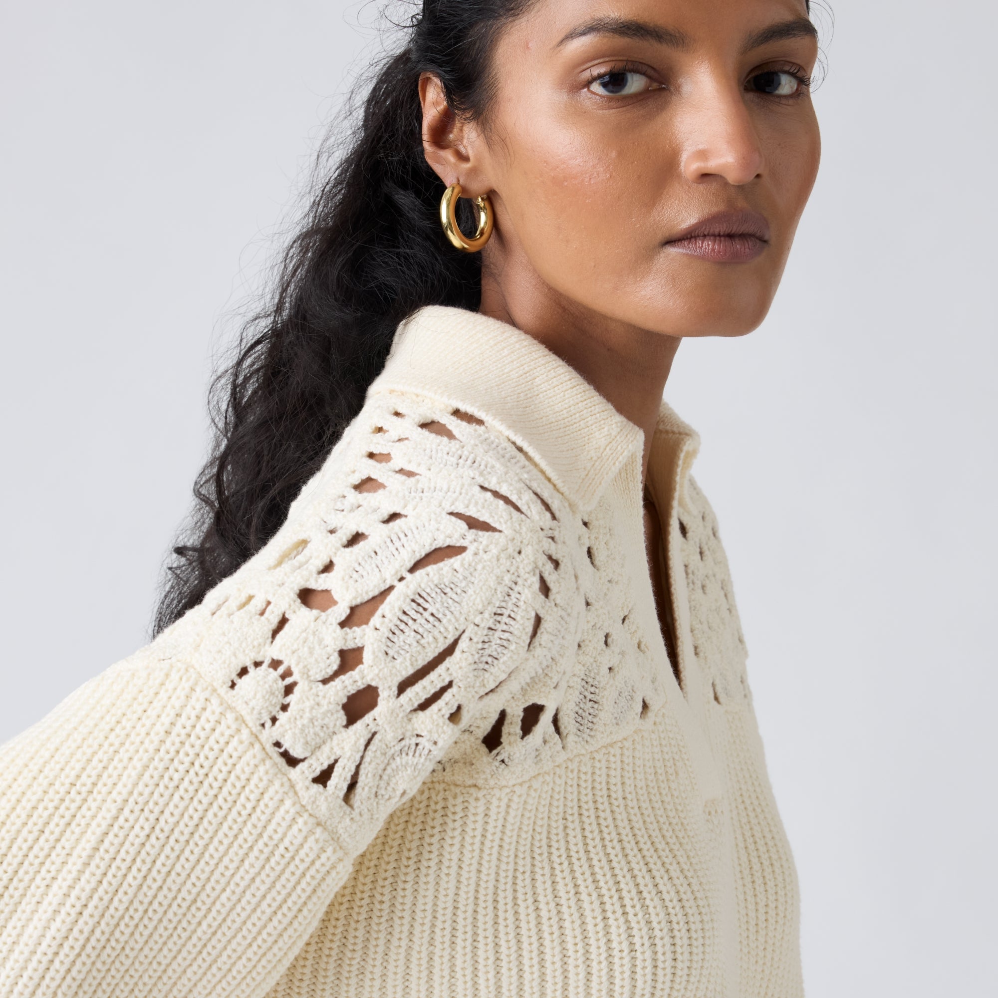 LEVI'S® WOMEN'S BIANCA CROCHET POLO SWEATER - NEUTRAL
