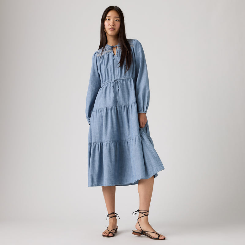 LEVI'S® WOMEN'S SEREN LONG-SLEEVE MIDI DRESS - MULTI COLOUR