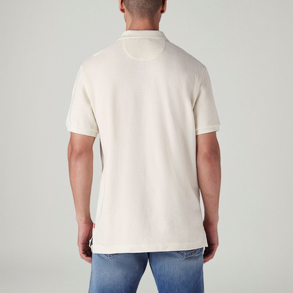 LEVI'S® MEN'S STRIPED OFF-WHITE POLO T-SHIRT - WHITE