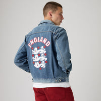 LEVI'S® ENGLAND FOOTBALL TYPE II TRUCKER JACKET - DARK INDIGO  WORN IN