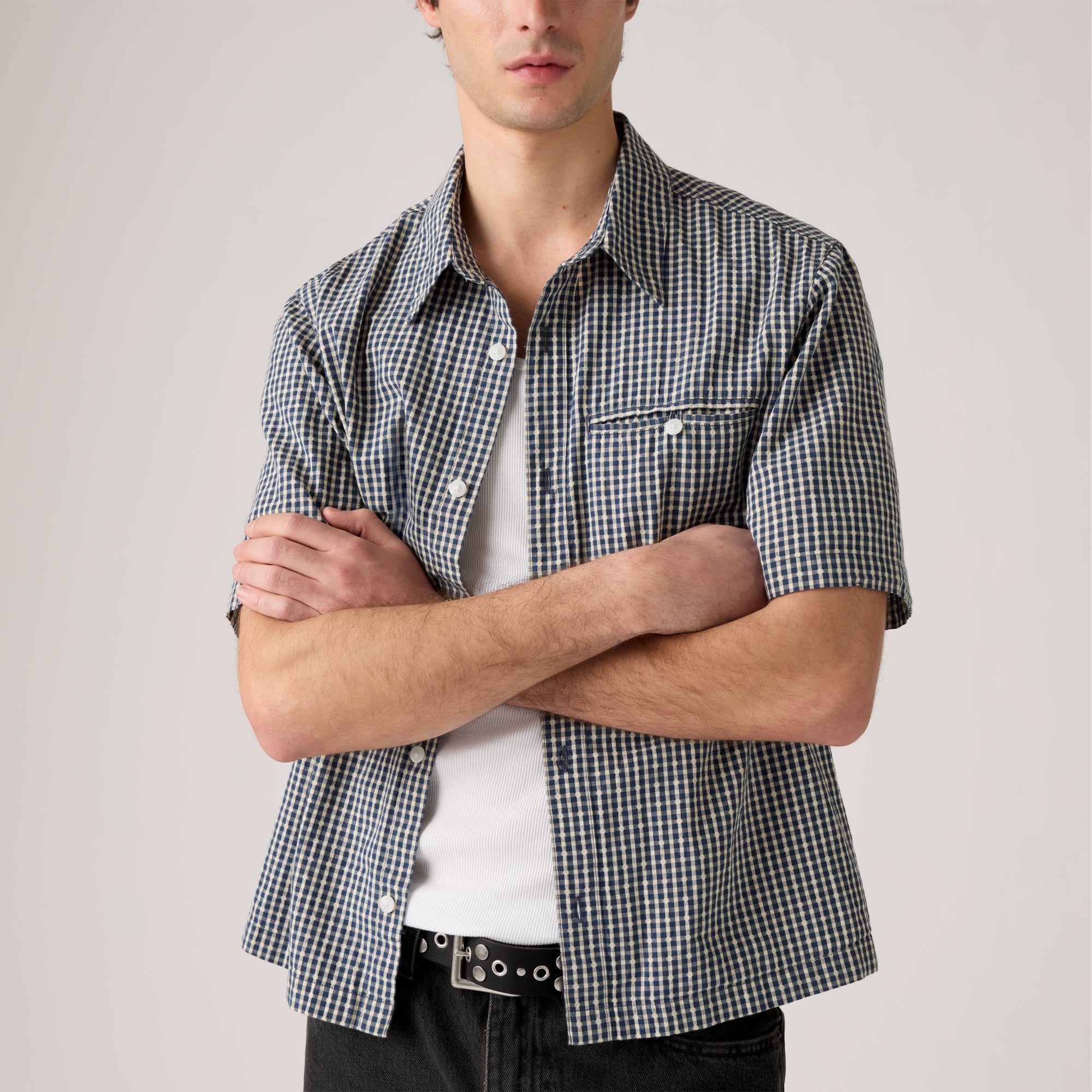 LEVI'S® MEN'S SHORT-SLEEVE ZANDT CROPPED SHIRT - MULTI COLOUR