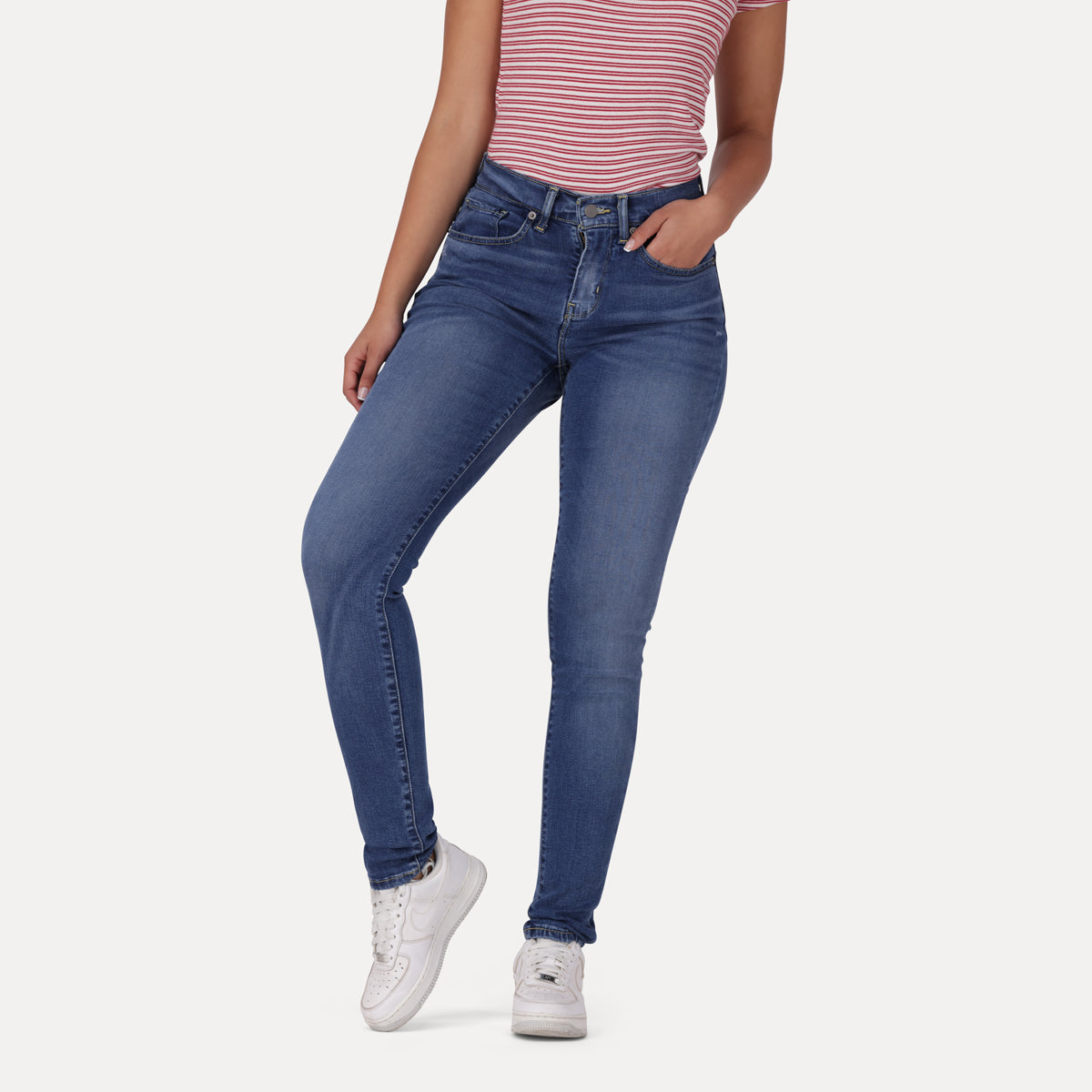 LEVI'S® WOMEN'S CURVY HIGH-RISE SUPER SKINNY  - MED INDIGO - WORN IN
