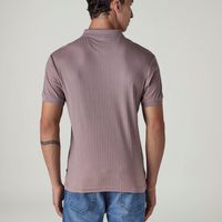 LEVI'S® MEN'S TEXTURED MAUVE RIBBED POLO T-SHIRT - PURPLE