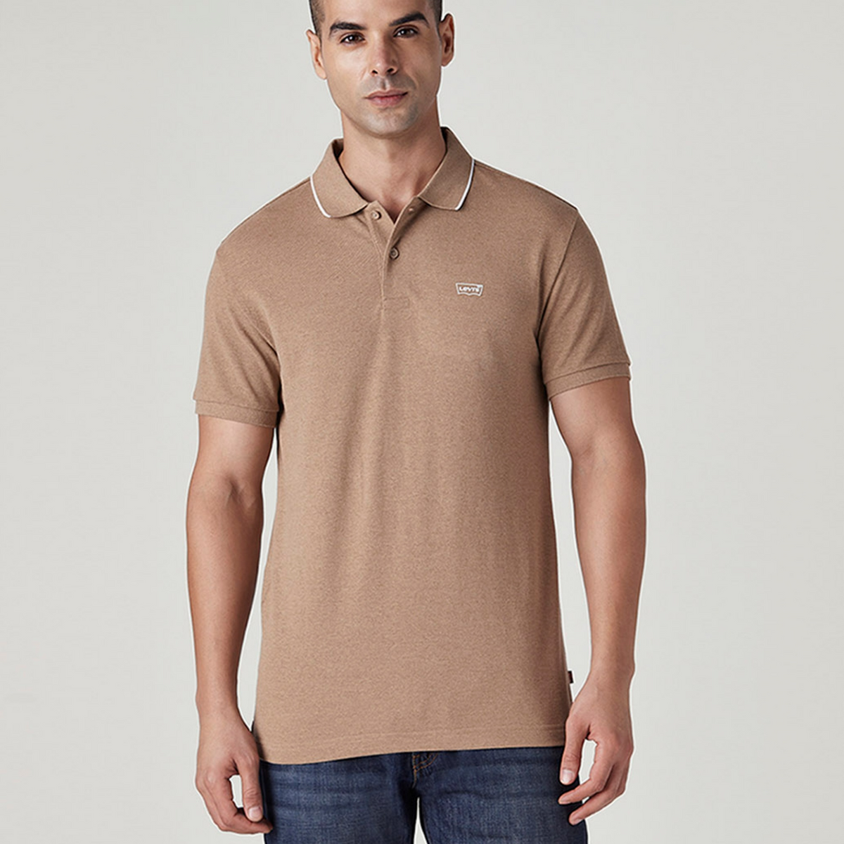 LEVI'S® MEN'S SOLID TAN POLO T-SHIRT - NEUTRAL