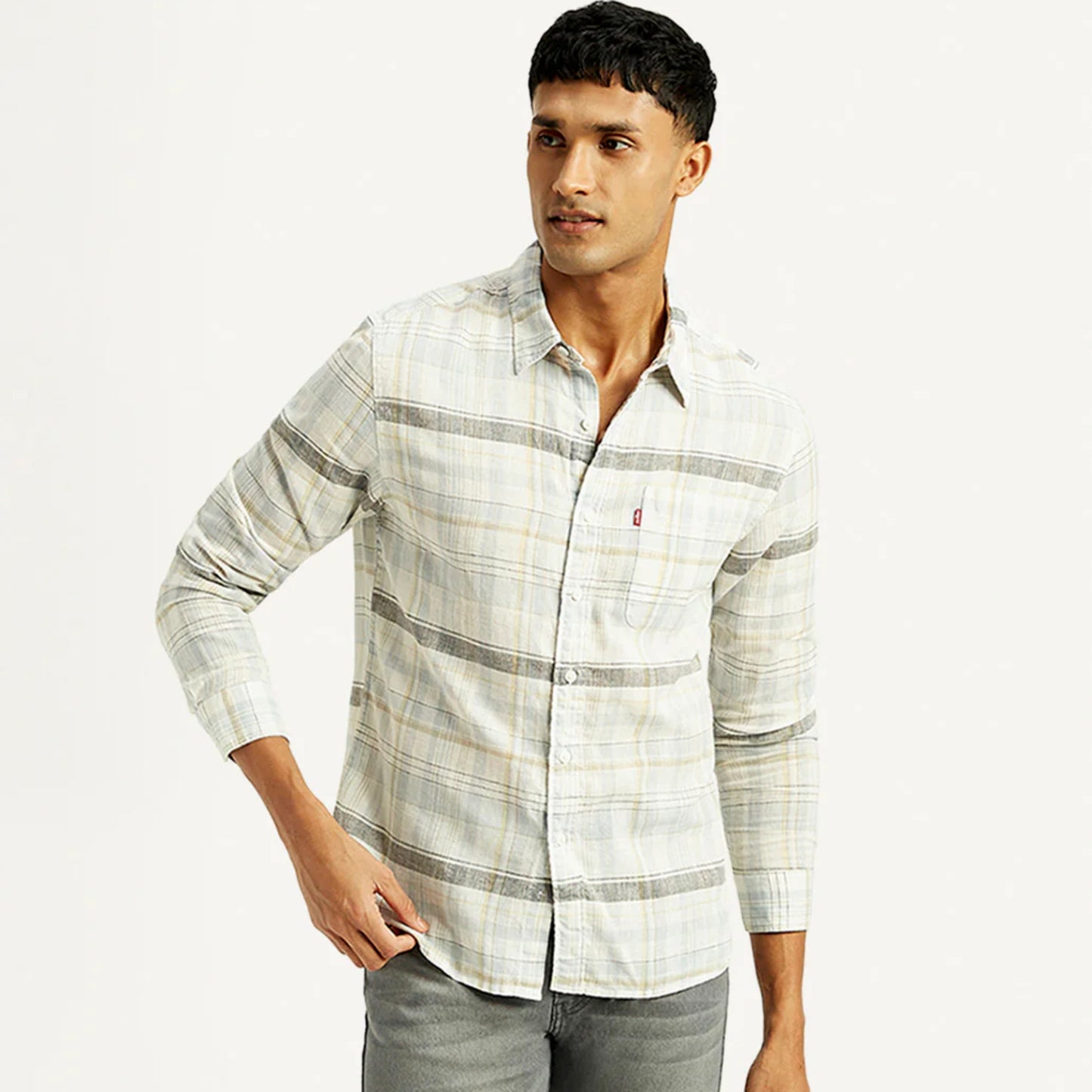 LEVI'S®MEN'S PLAID SLIM FIT LINEN SHIRT - MULTI COLOUR