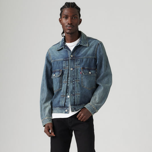 LEVI'S® MEN'S TYPE II TRUCKER JACKET - MED INDIGO - WORN IN