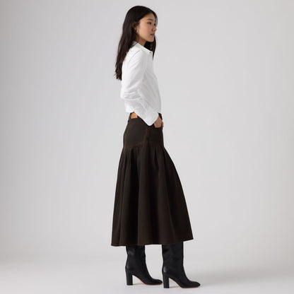 LEVI'S® WOMEN'S YOKED PLEATED SKIRT - BROWN