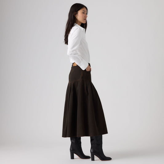 LEVI'S® WOMEN'S YOKED PLEATED SKIRT - BROWN