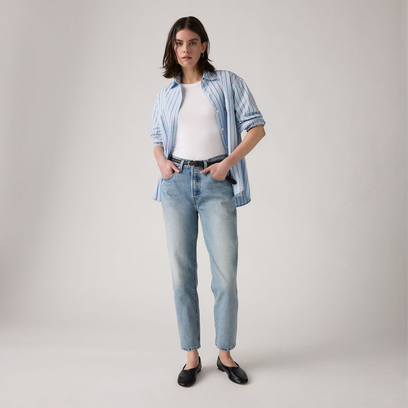 LEVI'S® WOMEN'S 501® ORIGINAL CROPPED JEANS - MED INDIGO - WORN IN