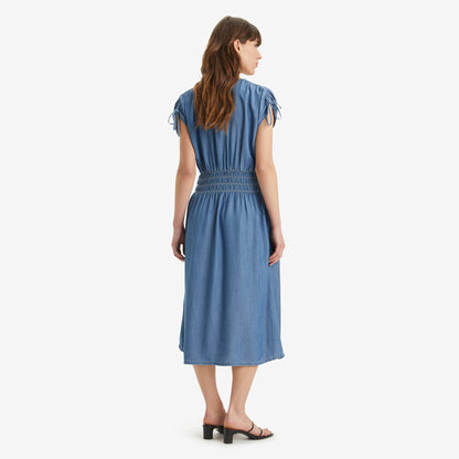 LEVI'S® WOMEN'S BETTY MIDI DRESS - MED INDIGO - WORN IN