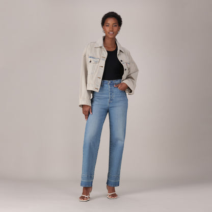 LEVI'S® WOMEN'S RIBCAGE STRAIGHT ANKLE JEANS - MED INDIGO - WORN IN