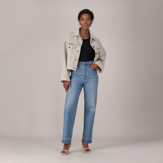 LEVI'S® WOMEN'S RIBCAGE STRAIGHT ANKLE JEANS - MED INDIGO - WORN IN