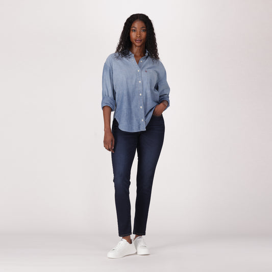 LEVI'S® WOMEN'S CURVY HIGH-RISE SUPER SKINNY  - DARK INDIGO  WORN IN