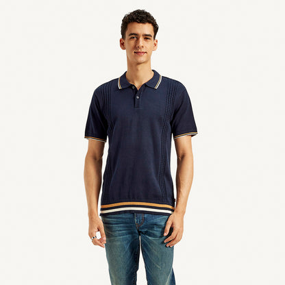 LEVI’S® MEN'S NAUTICAL TIPPING LAT KNIT POLO - BLUE