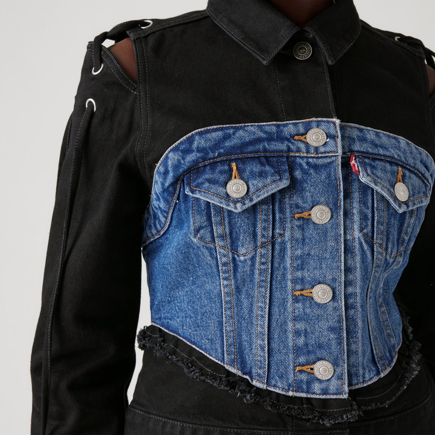 LEVI’S® X ADSB ANDERSSON BELL HALF TRUCKER JACKET - MED INDIGO - WORN IN
