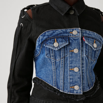 LEVI’S® X ADSB ANDERSSON BELL HALF TRUCKER JACKET - MED INDIGO - WORN IN