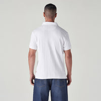 LEVI'S® MEN'S TEXTURED WHITE RIBBED POLO T SHIRT - WHITE