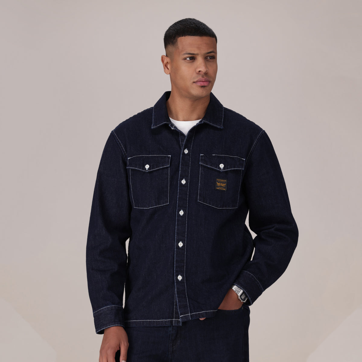 LEVI'S® MEN'S LONG-SLEEVE WORKER SHIRT - DARK INDIGO - FLAT FINISH