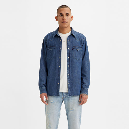 LEVI'S® MEN'S CLASSIC STANDARD FIT WESTERN SHIRT - DARK INDIGO - FLAT FINISH