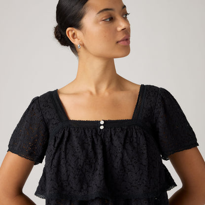 LEVI'S® WOMEN'S DOM SHORT-SLEEVE LACE BLOUSE - BLACK