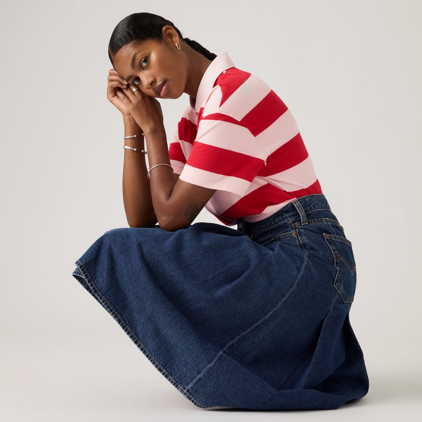 LEVI'S® WOMEN'S PLEATED MIDI SKIRT - MULTI COLOUR