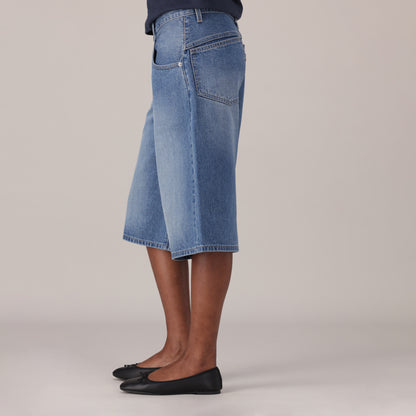 LEVI'S® WOMEN'S SUPER BAGGY JORTS - MED INDIGO - WORN IN