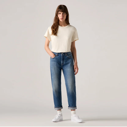LEVI'S® WOMEN'S 501® ORIGINAL CROPPED JEANS - MED INDIGO - WORN IN