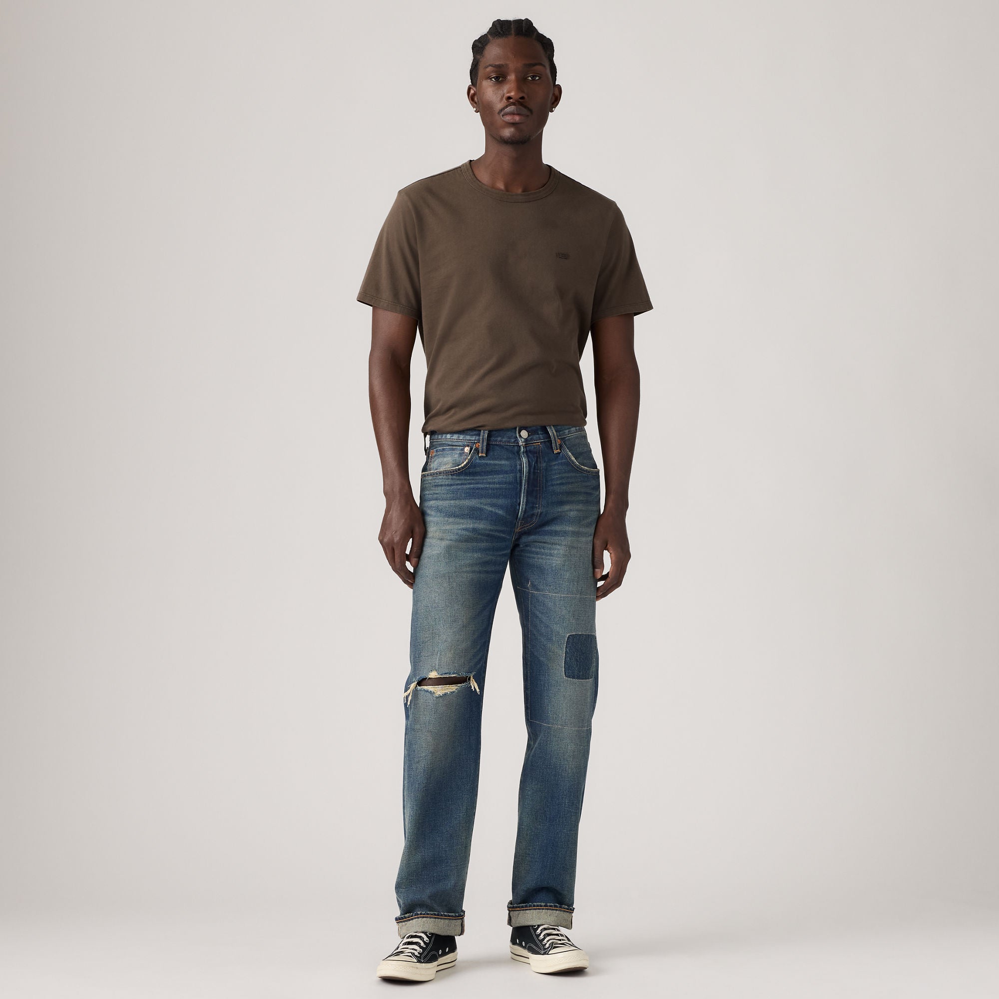 LEVI'S® MEN'S 501® ORIGINAL SELVEDGE JEANS - DARK INDIGO - WORN IN