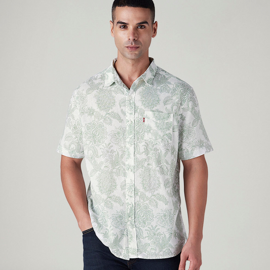 LEVI'S® MEN'S PRINTED SLIM FIT LINEN SHIRT - WHITE