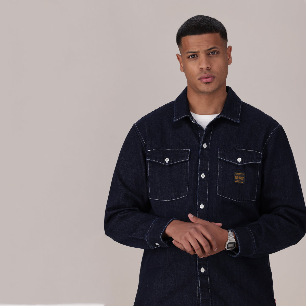 LEVI'S® MEN'S LONG-SLEEVE WORKER SHIRT - DARK INDIGO - FLAT FINISH