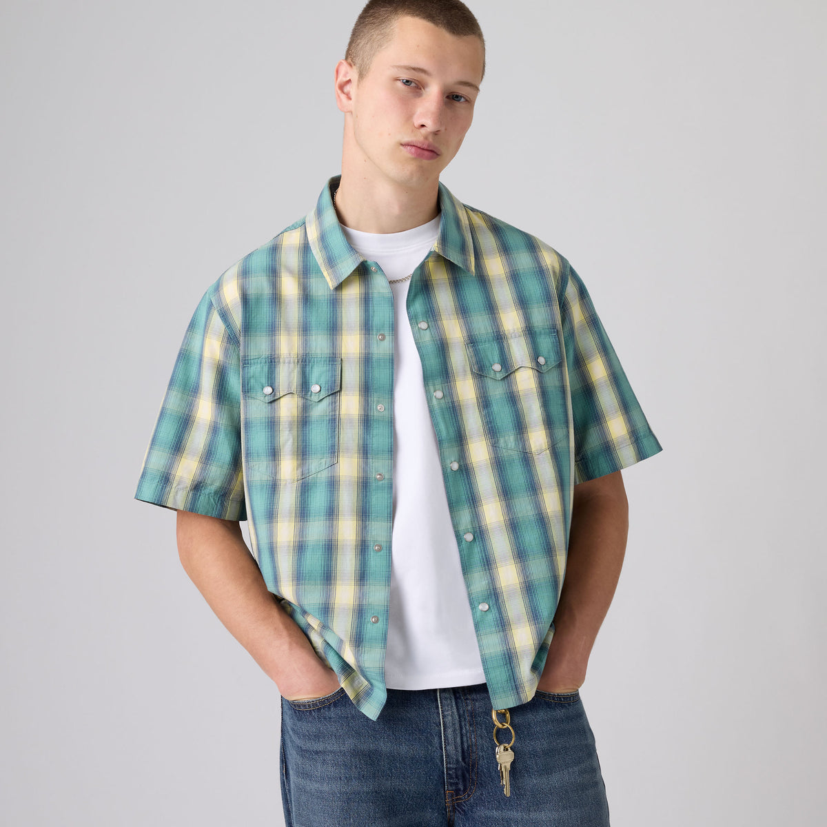 LEVI'S® MEN'S SHORT-SLEEVE BOXY WESTERN SHIRT - MULTI-COLOR