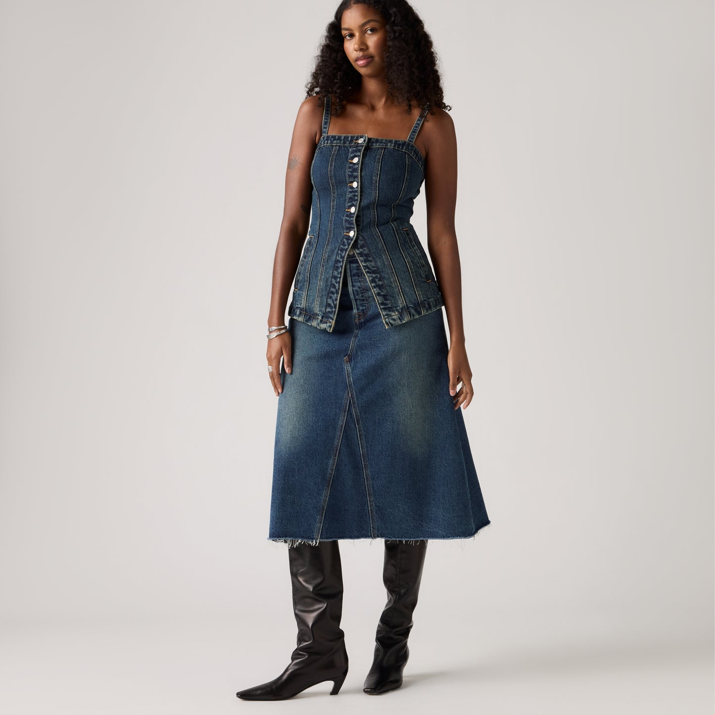 LEVI'S® WOMEN'S HIGH-RISE A-LINE DECON SKIRT - DARK INDIGO WORN IN