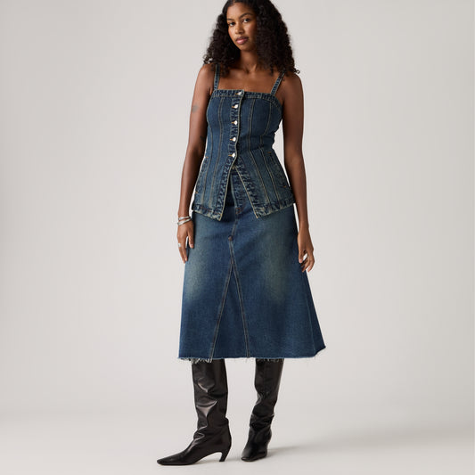 LEVI'S® WOMEN'S HIGH-RISE A-LINE DECON SKIRT - DARK INDIGO WORN IN