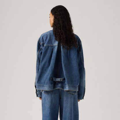 LEVI'S® X SACAI WOMEN'S DENIM JACKET - MED INDIGO - WORN IN