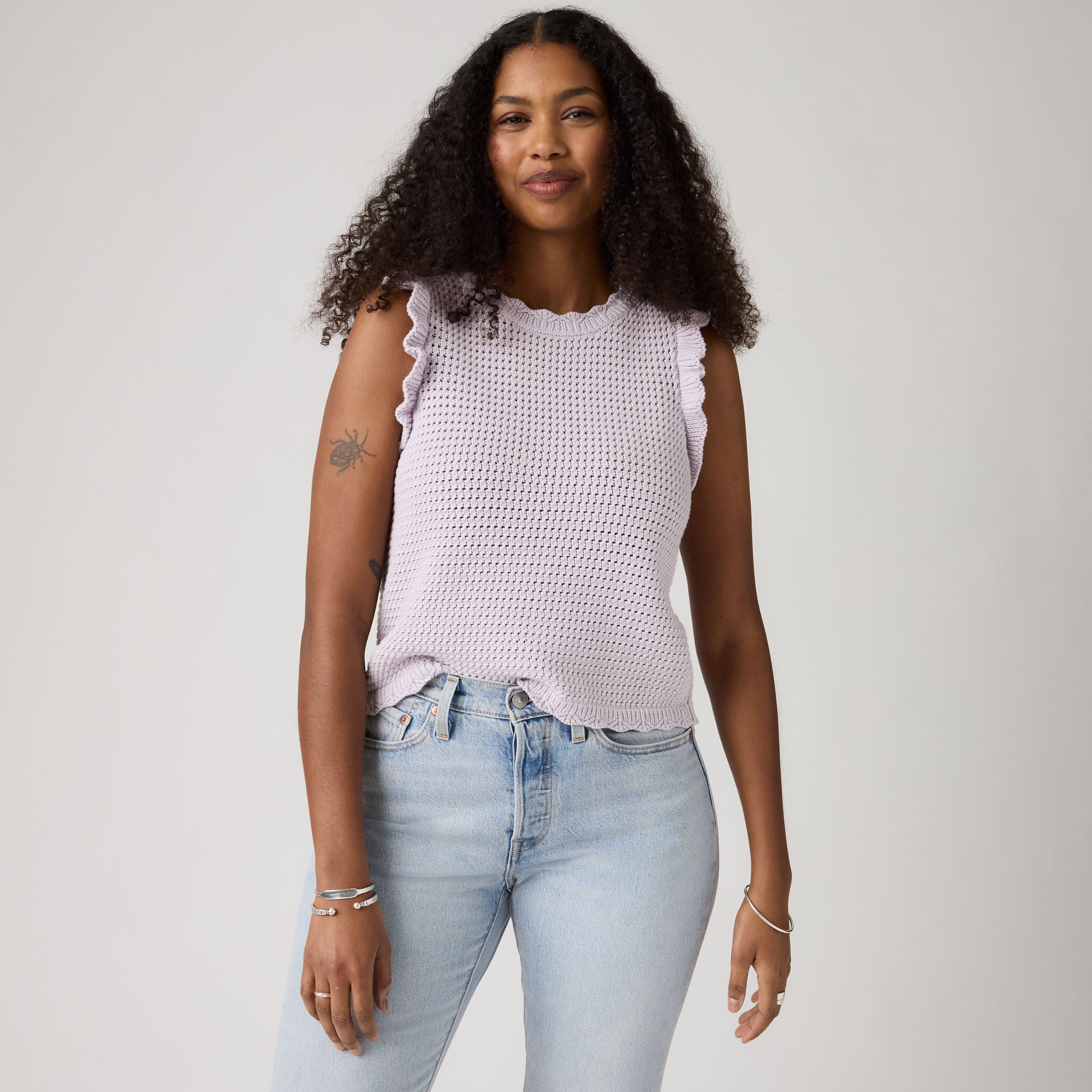 LEVI'S® WOMEN'S LULU FLUTTER SLEEVE SWEATER TANK - PURPLE
