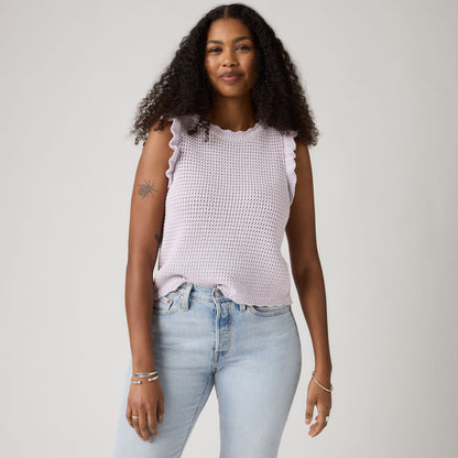 LEVI'S® WOMEN'S LULU FLUTTER SLEEVE SWEATER TANK - BLUE